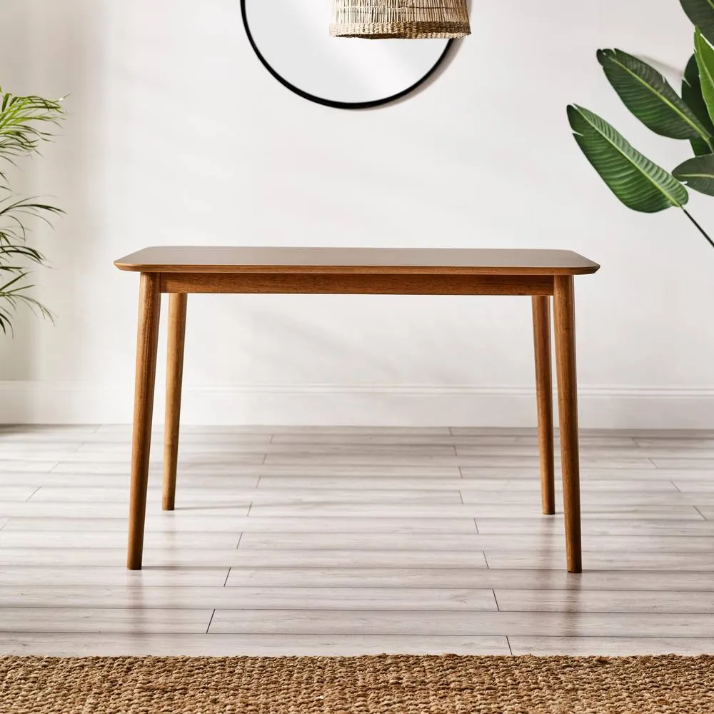 FurnitureboxUK Lynton Walnut Effect Wood Dining Table with 4 Cream Beaumont Chairs 5