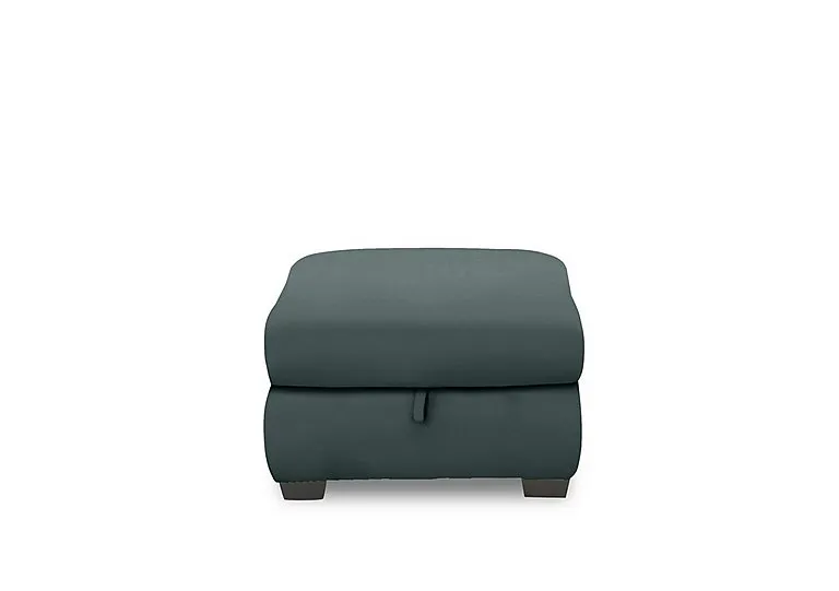 Nixon Leather Storage Footstool - BV Lake Green