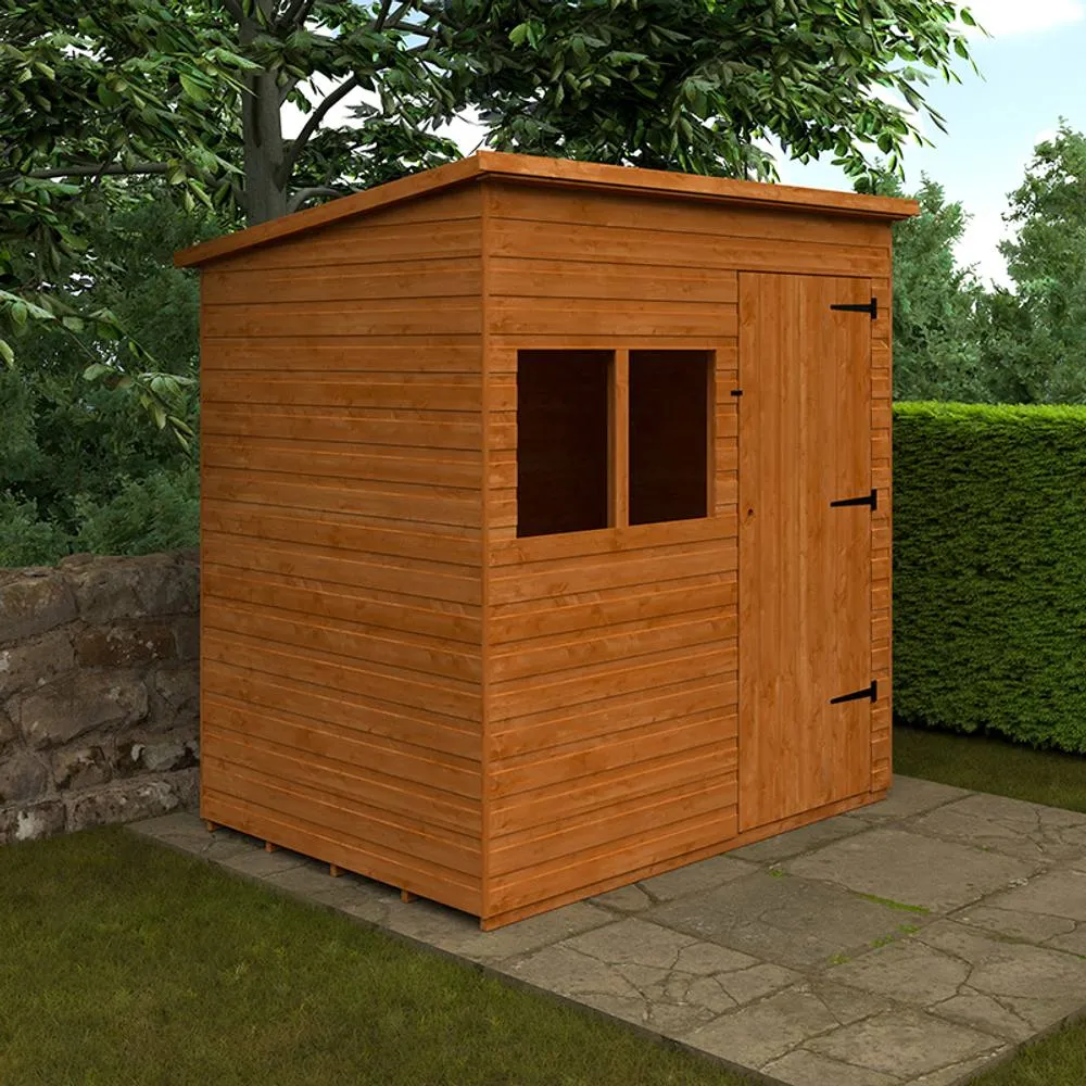 Buttercup Farm 7 x 5 Feet Deluxe Pent 12mm Shed - Solid Wood/Softwood/Pine in Burnt Orange 2
