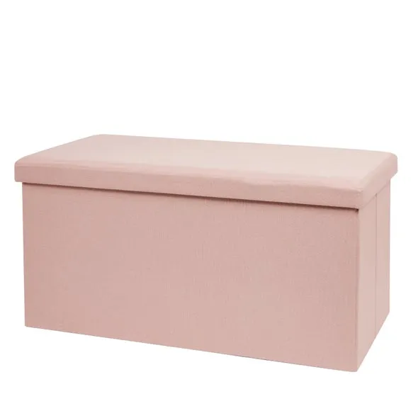 Faux Linen Rectangular Ottoman 4