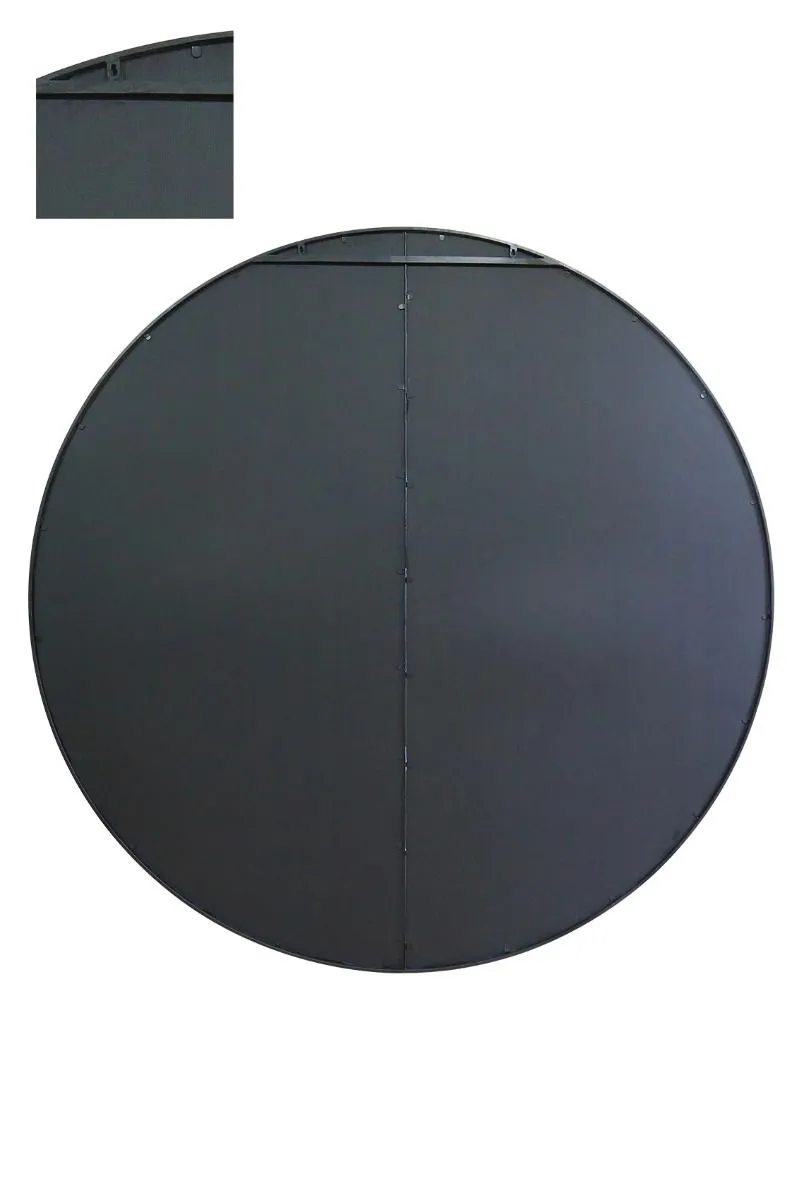 MirrorOutlet Black Large Circular Window Metal Wall & Leaner Mirror (200x200cm) 3