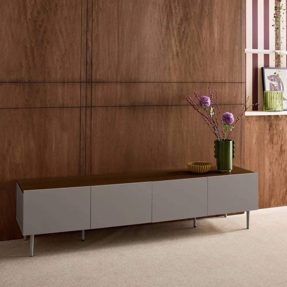 sweeek TV stand metal with wood decor 4 doors 180 cm in Grey 6