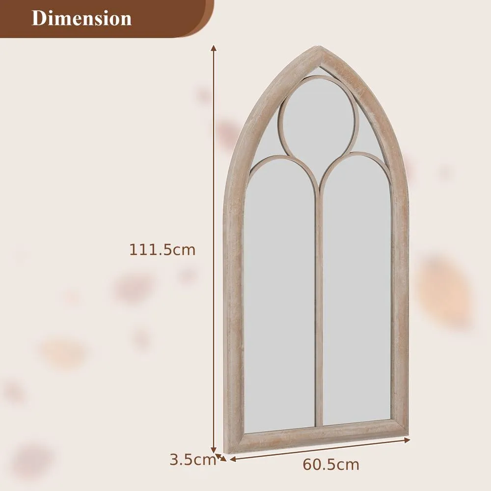 Costway Farmhouse Window Pane Mirror Wall Mounted Mirror Explosion-proof in Grey 6