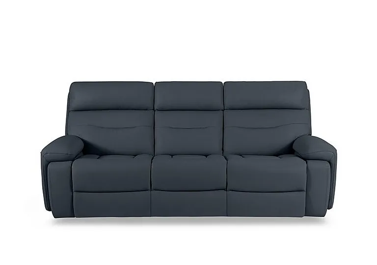 Cinemax Leather 3 Seater 3 Cushion Sofa - Natural Milled Navy