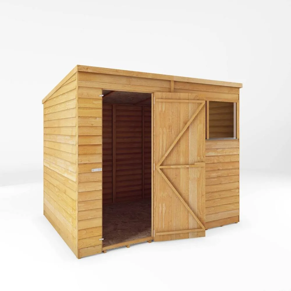 Mercia 8 x 6 Feet Overlap Pent Shed - L189.1 x W241 x H201.4 cm - Brown in Light Brown 3
