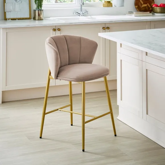 Kiley Bar Stool with Gold Legs, Velvet 1