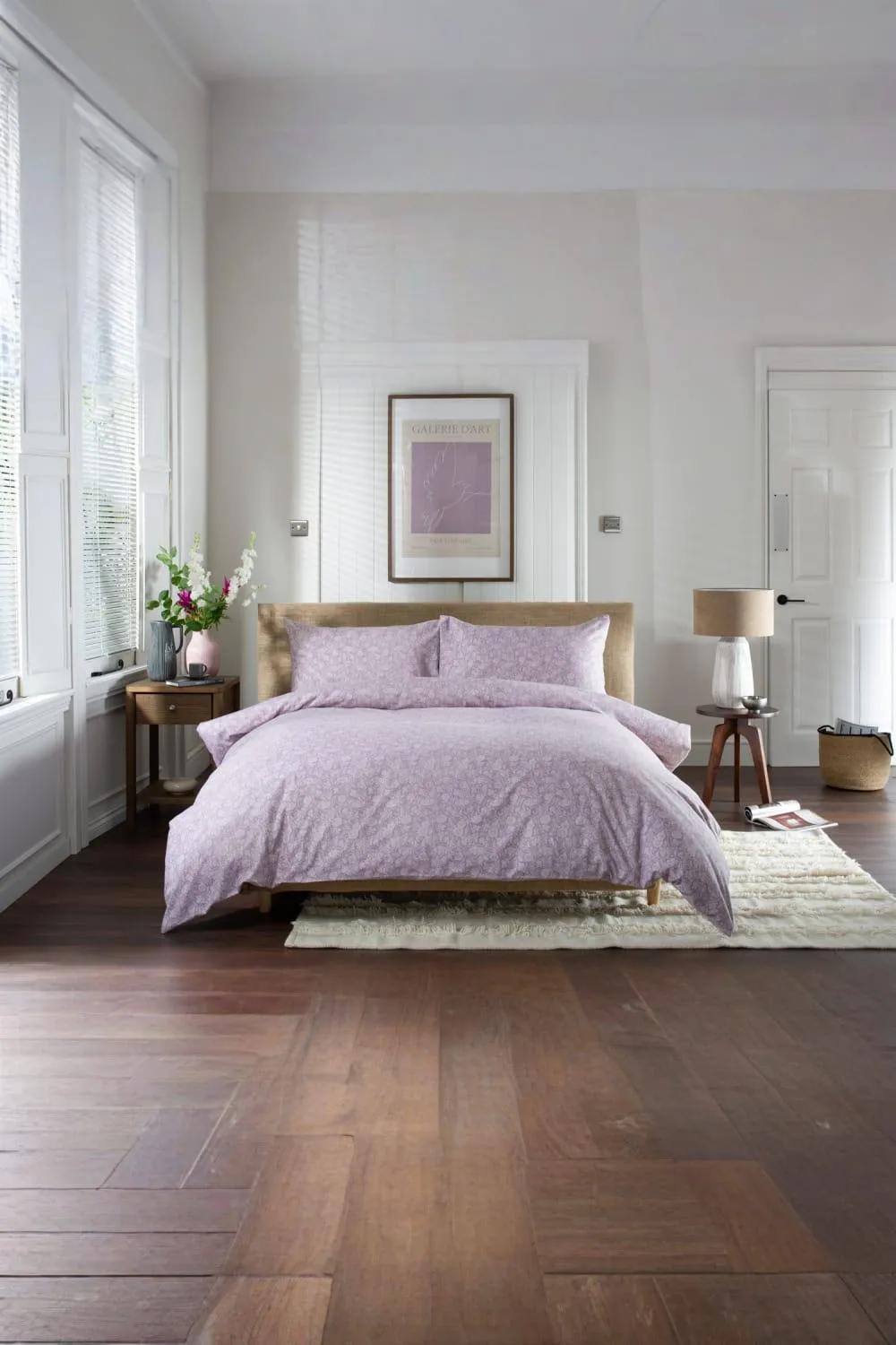 The Lyndon Company William Plush Brushed Cotton Duvet Set in Mauve