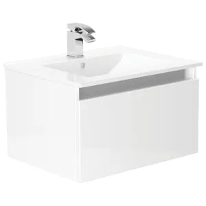 Newland White Basin Unit Single Drawer Suspended - 600mm