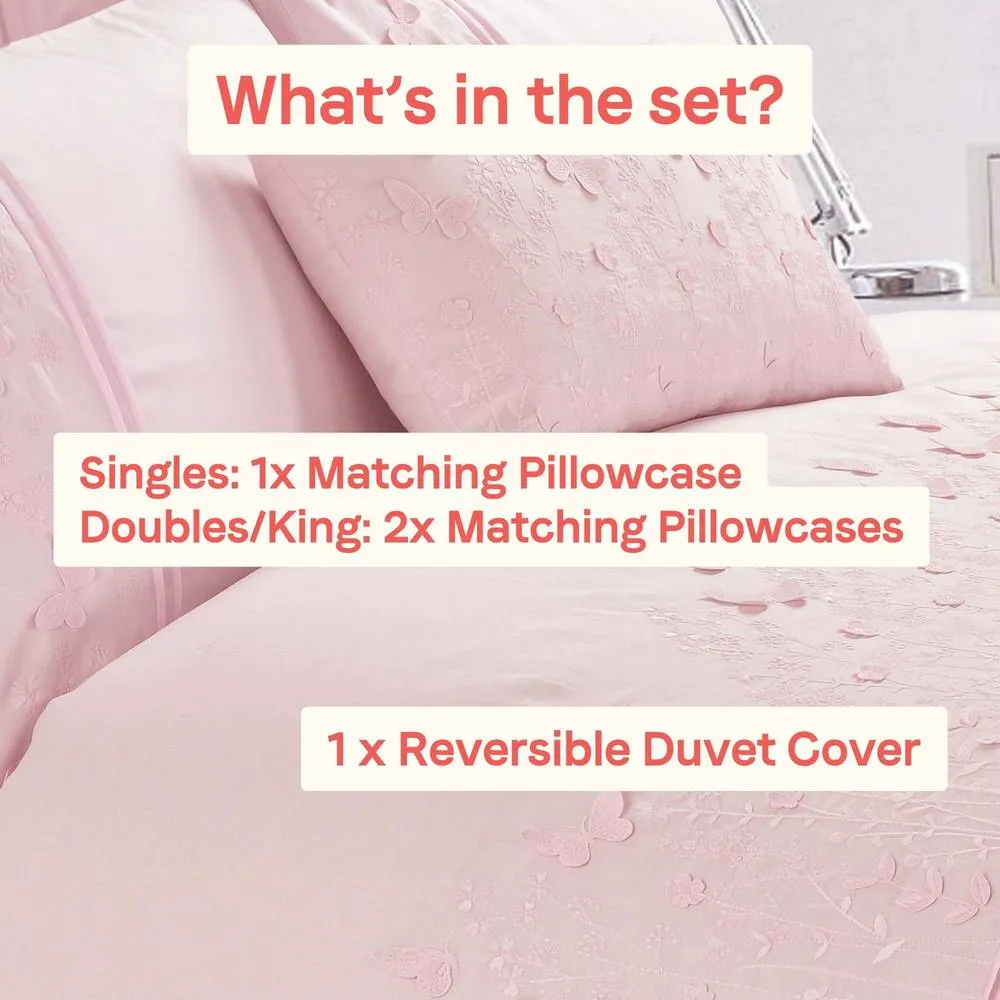 Rapport Home Papillon Polycotton Duvet Cover Set with Pillowcase in Dusty Pink 4