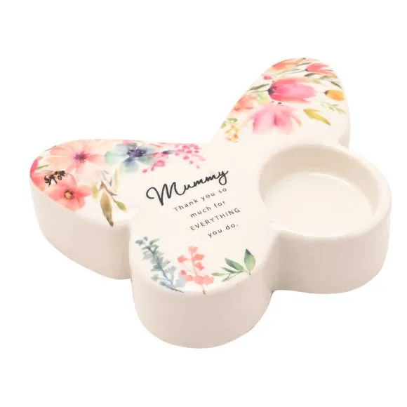 The Cottage Garden Floral Butterfly Ceramic Tealight Holder 2