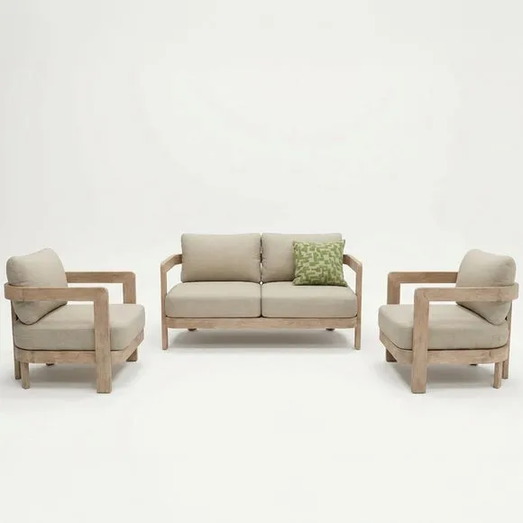 Evora 4 Seater Wood Lounging Set With Coffee Table 2