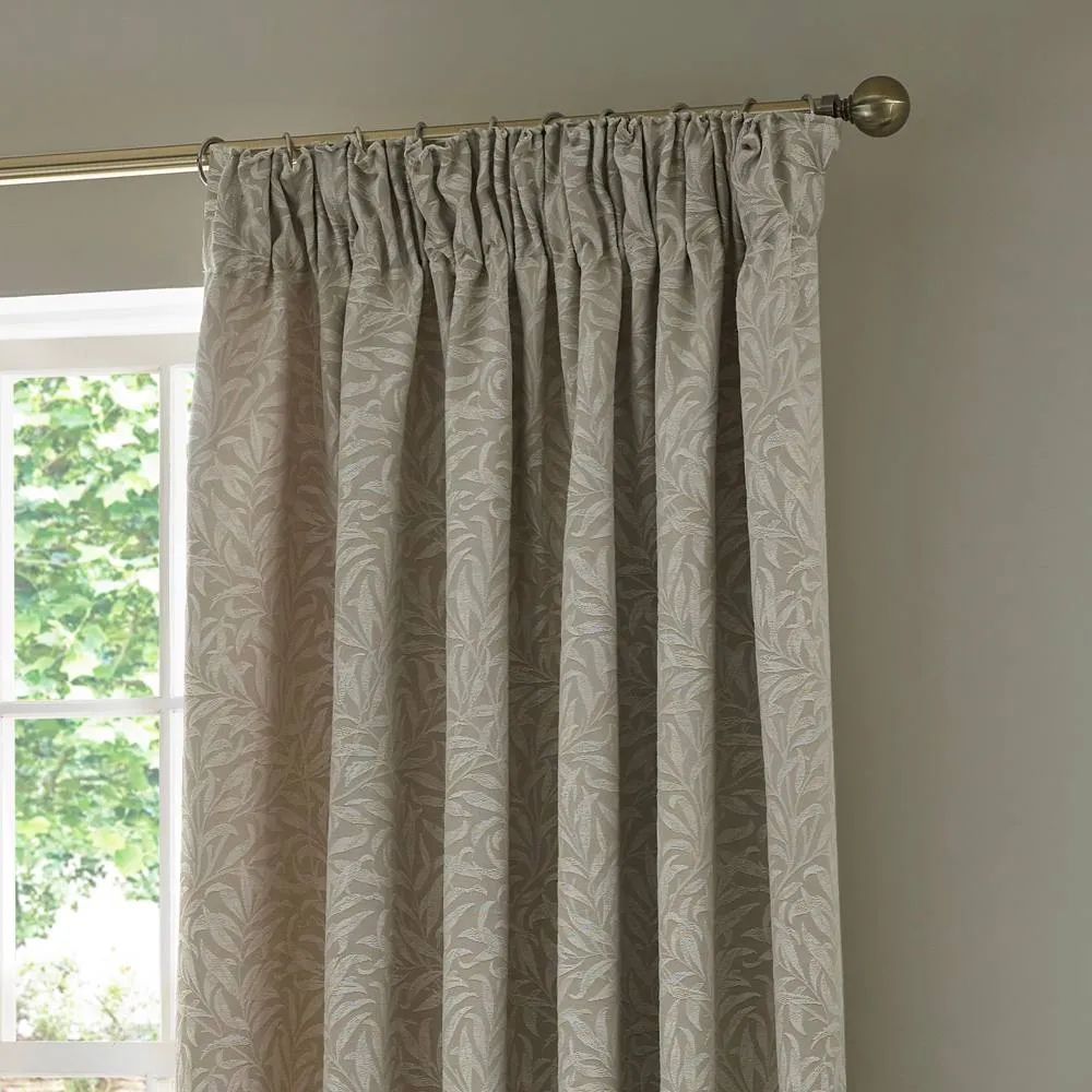 Morris & Co Willow Bough Jacquard Fully Lined Pencil Pleat Curtains in Cream 3