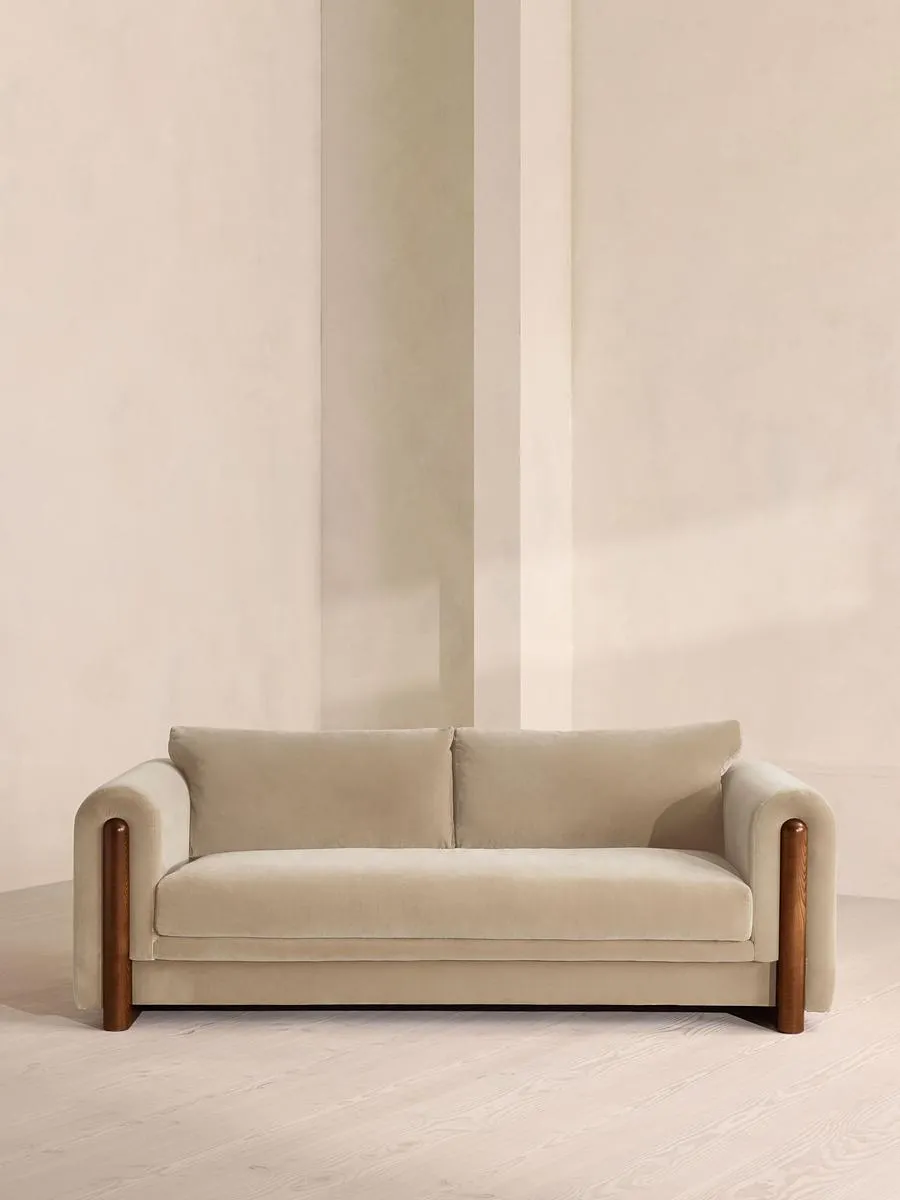 Farrell Three Seater Sofa, Velvet, Oyster