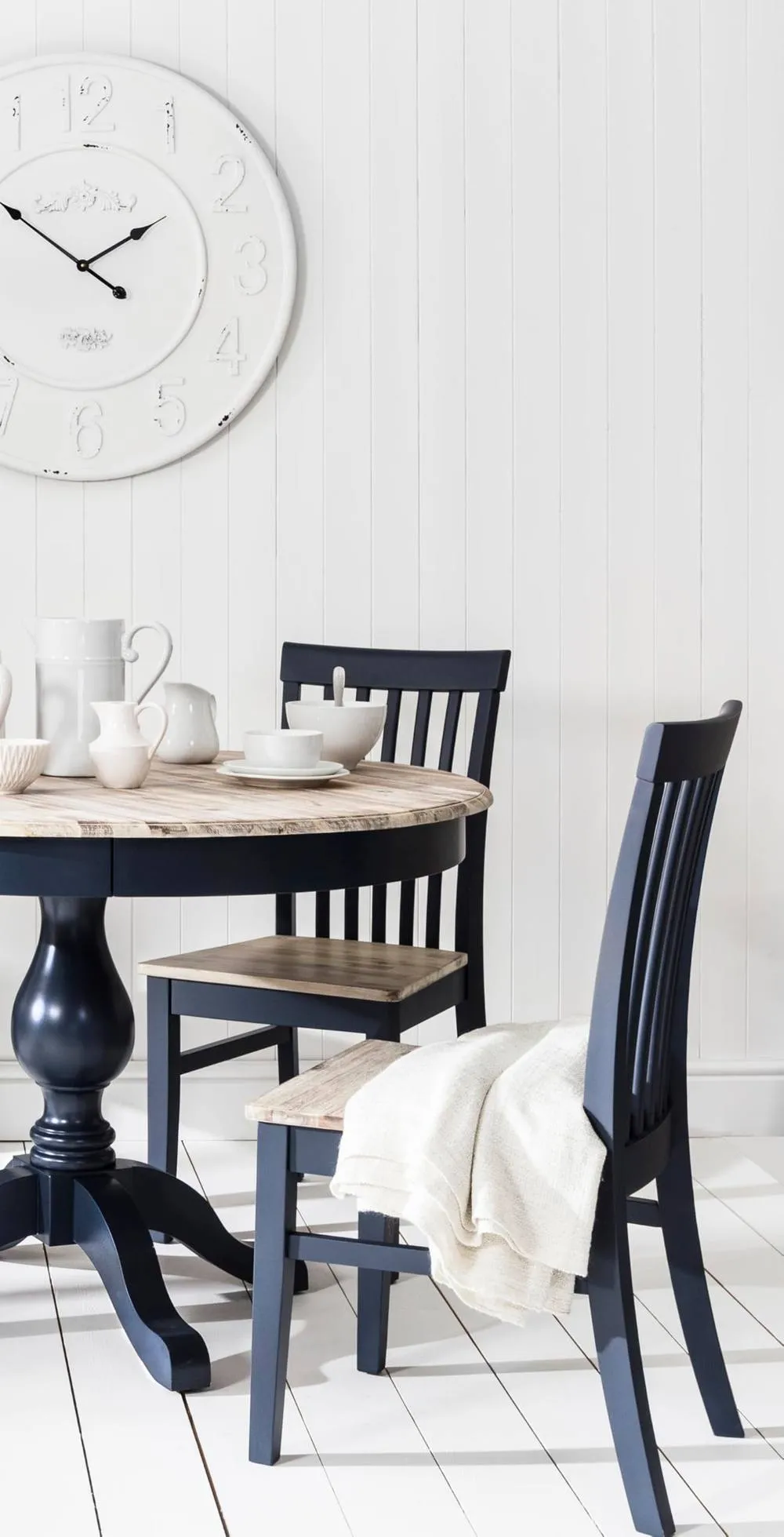 Statement Furniture Florence Highback Wooden Seat Chairs Set of 2 in Navy 2