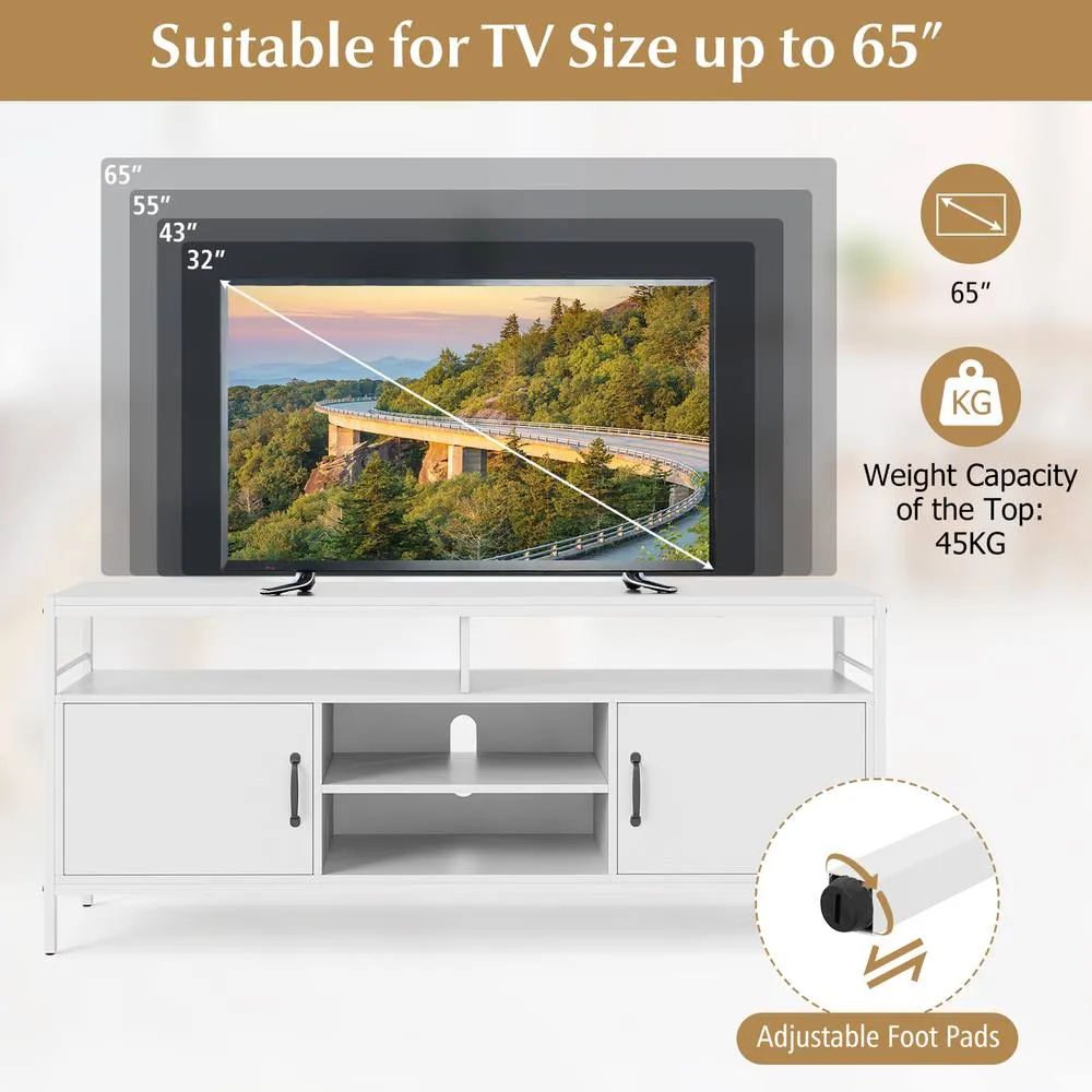 Costway TV Stand for TVs up to 65" 147 cm TV Console Table with Storage-White in White 6