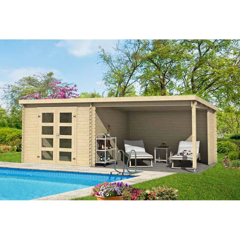 Lasita Maja Ltd Novia275 Plus Log Cabin, Garden Room, Home Office L620xW308.9xH210.9cm in Light Tan