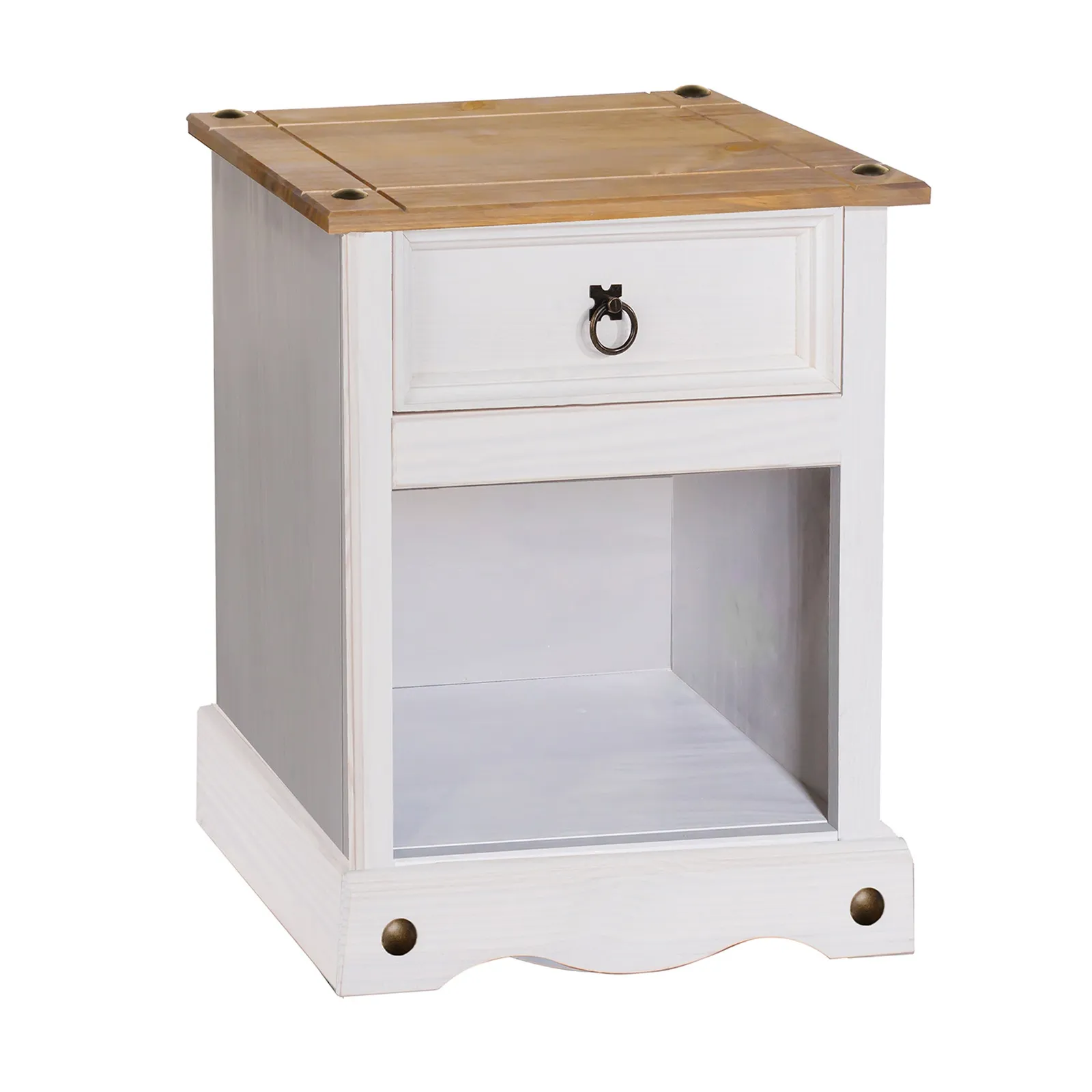 Corona 1 Drawer White Bedside Cabinet White
