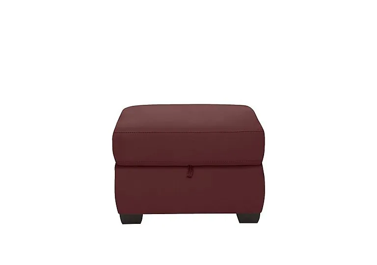 Optimus Leather Storage Footstool - BV Deep Red