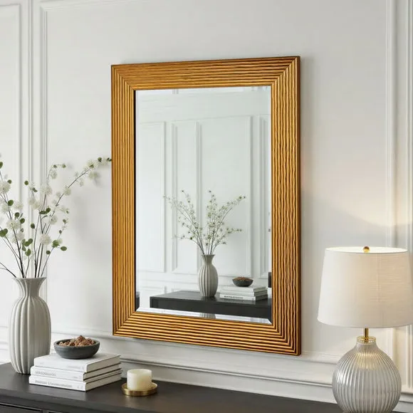 Yearn Wave Framed Bevelled Rectangle Wall Mirror 1