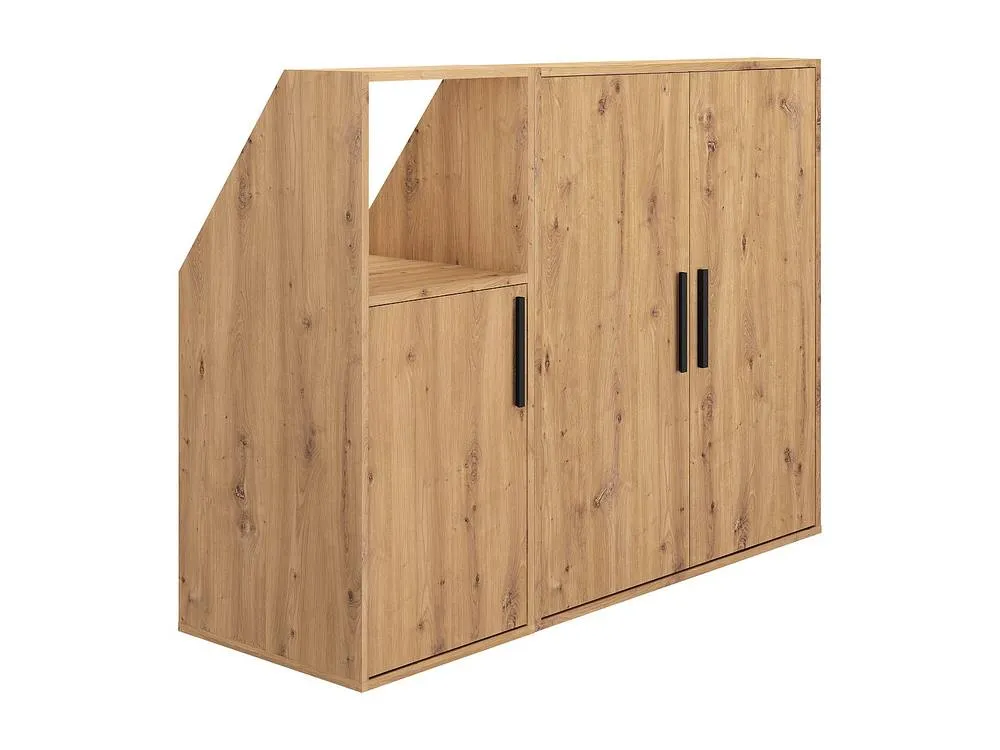 Vente-unique Under-Eaves Furniture With 3 Doors & 1 Open Niche - Colour: Natural in Light Oak 4