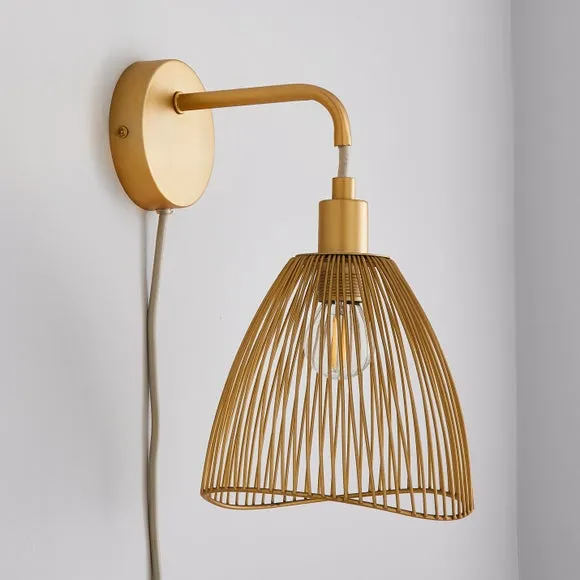 Elements Jaula Rattan Plug In Wall Light 2