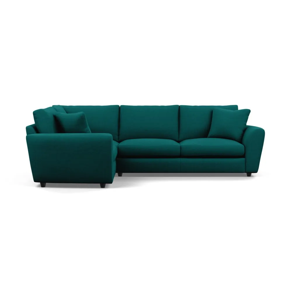 Heal's Snooze Left Hand Facing Corner Sofa Brushed Cotton Pine Black Feet 1