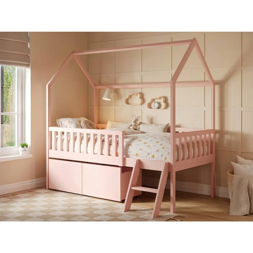 Flair Explorer Single Mid Sleeper Bed with Toy Box in Pink 2