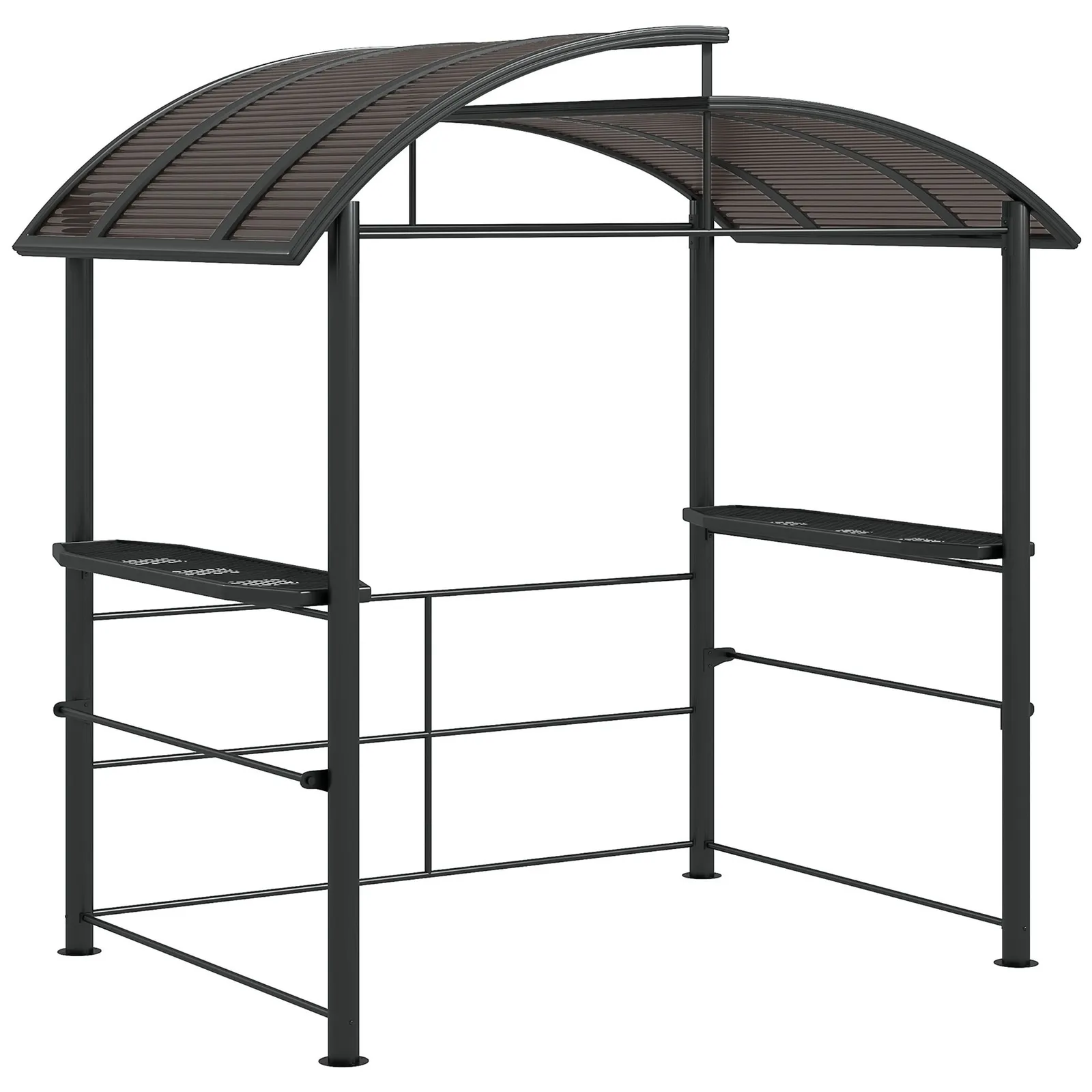 OUTSUNNY BBQ Patio Canopy Gazebo with Interlaced Polycarbonate Roof 2 Shelve in Dark Grey 2