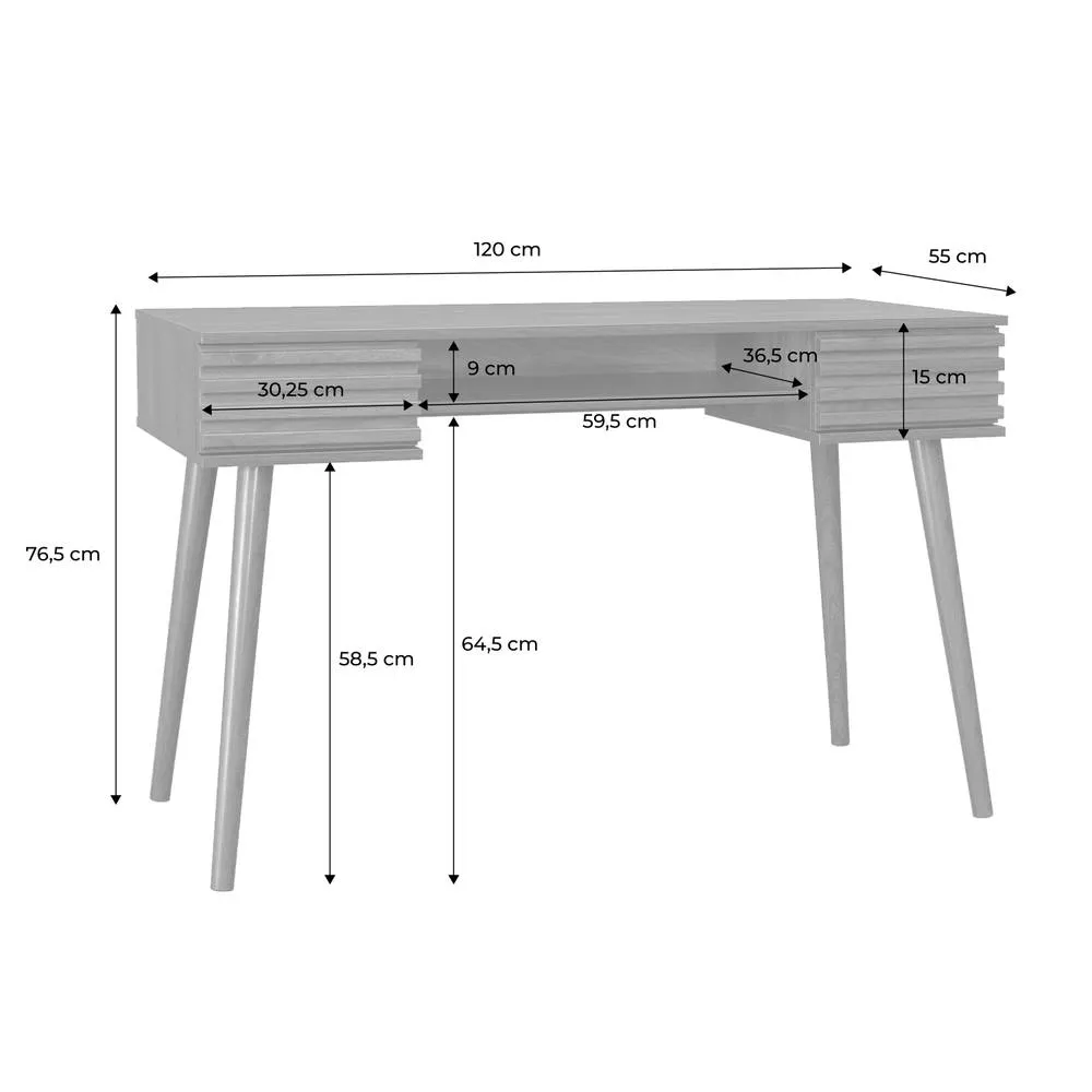 sweeek 2-drawers Wooden Effect Desk in Dark Brown 5