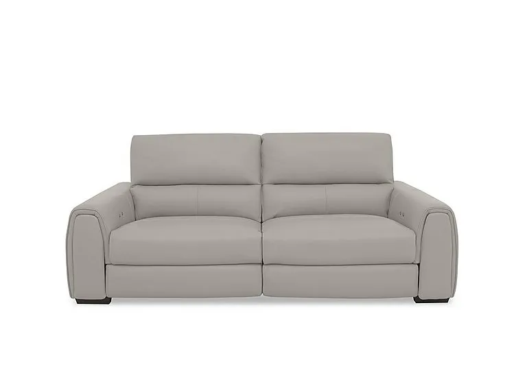 Flex Leather 3 Seater Power Recliner Sofa with Storage Arms - Silver Grey