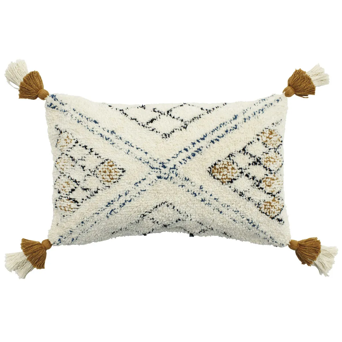 Tufted and Tassel Cushion, Ochre