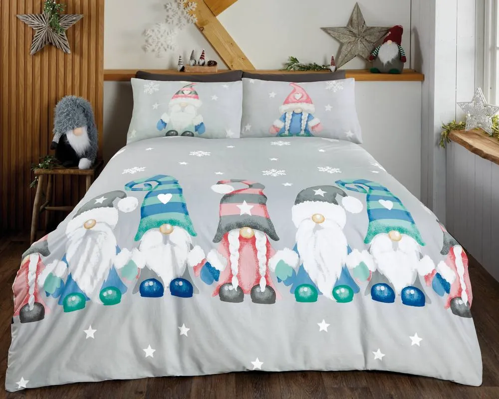 Rapport Home Family of Gonks Microfibre Duvet Cover Set with Pillowcase in Silver