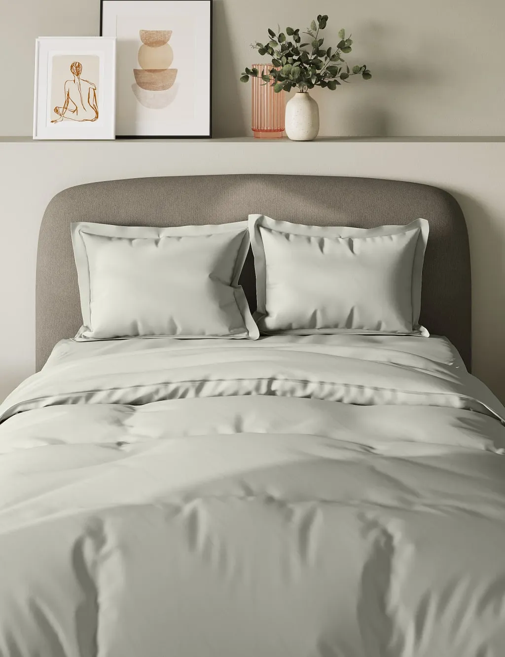 M&S 2 Pack 300 Thread Count Oxford Pillowcases Light Grey