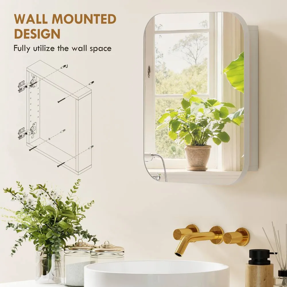 HOMCOM Wall Mounted Bathroom Cabinet with Mirror Adjustable Shelves in White 4