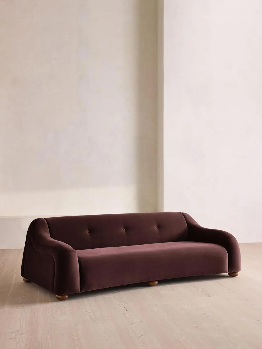 Liana Three Seater Sofa, Velvet, Aubergine