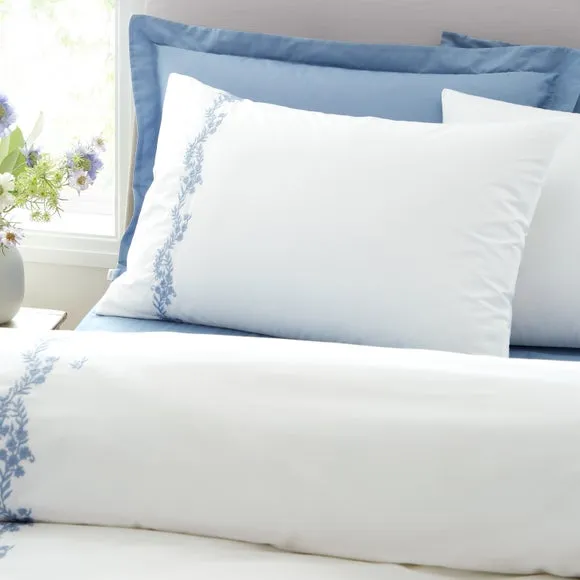 Bianca Camille Embroidered Floral 100% Cotton Duvet Cover & Pillowcase Set 2