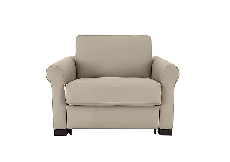 Alcova Leather Chair Sofa Bed with Scroll Arms - Torello Fango