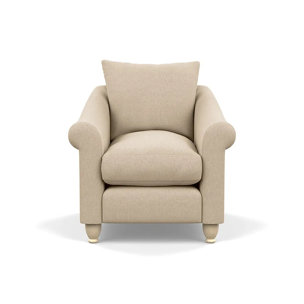 Heal's Devon Armchair Brushed Cotton Oat Natural Feet