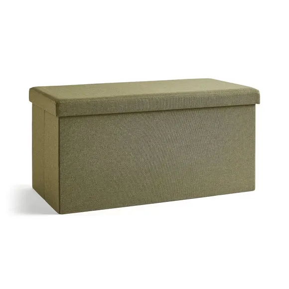 Faux Linen Rectangular Ottoman 3