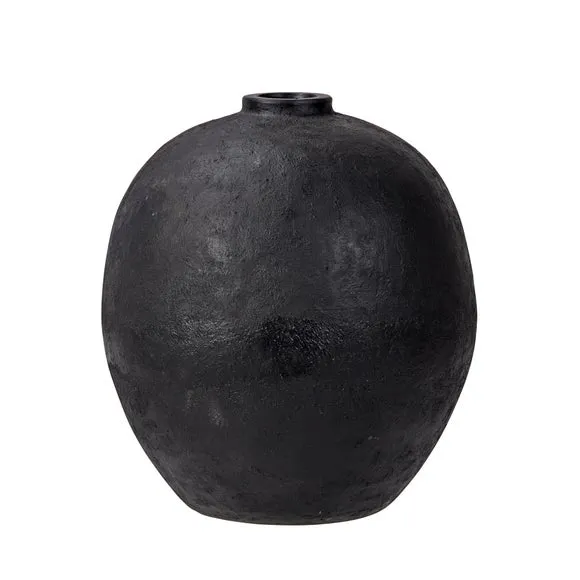 Black Fibrestone Round Decorative Vase 4