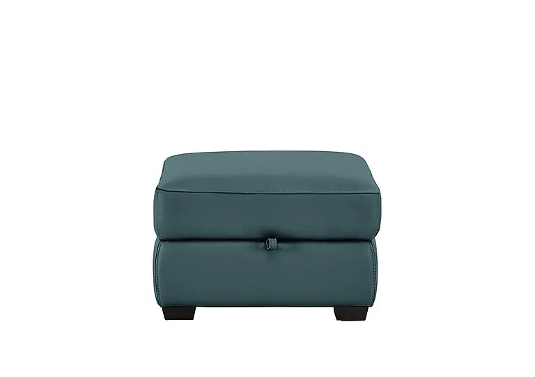 Starlight Express Leather Storage Footstool - BV Lake Green