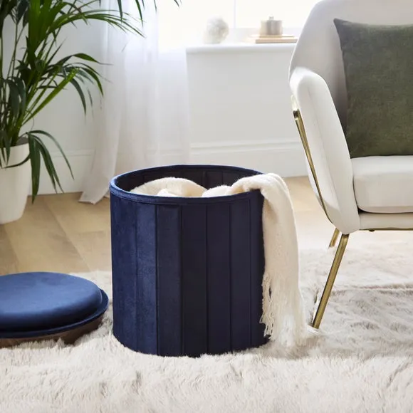 Round Ottoman with Tray, Velvet 1