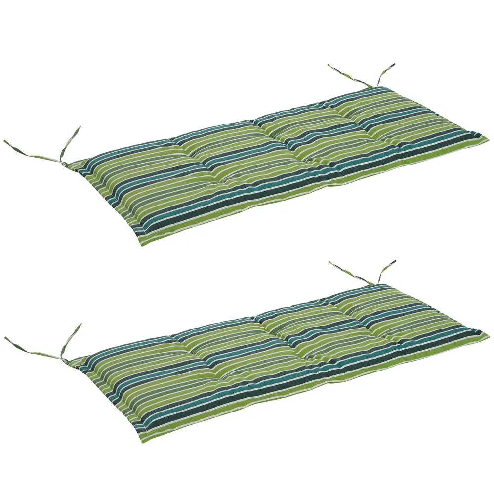OUTSUNNY 2 Pieces Replacement Cushions for Garden Bench, with Strips in Green