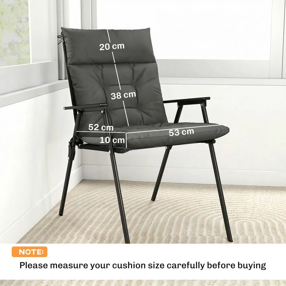 OUTSUNNY Garden Chair Cushions Set of 4, Waterproof Seat Pads, Dark Grey 3