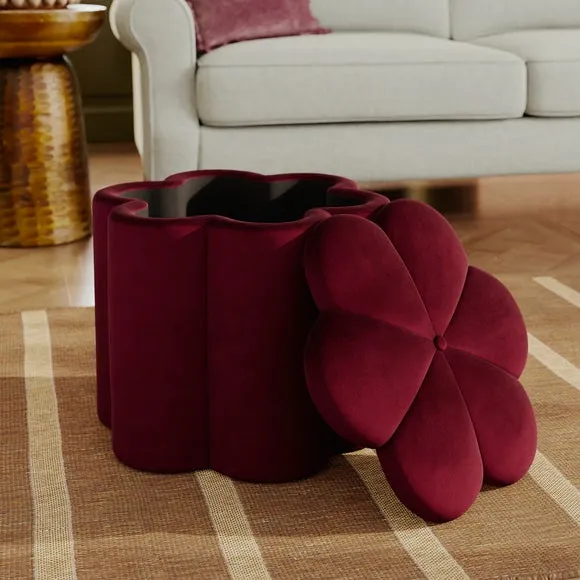 Flower Velvet Storage Footstool 3