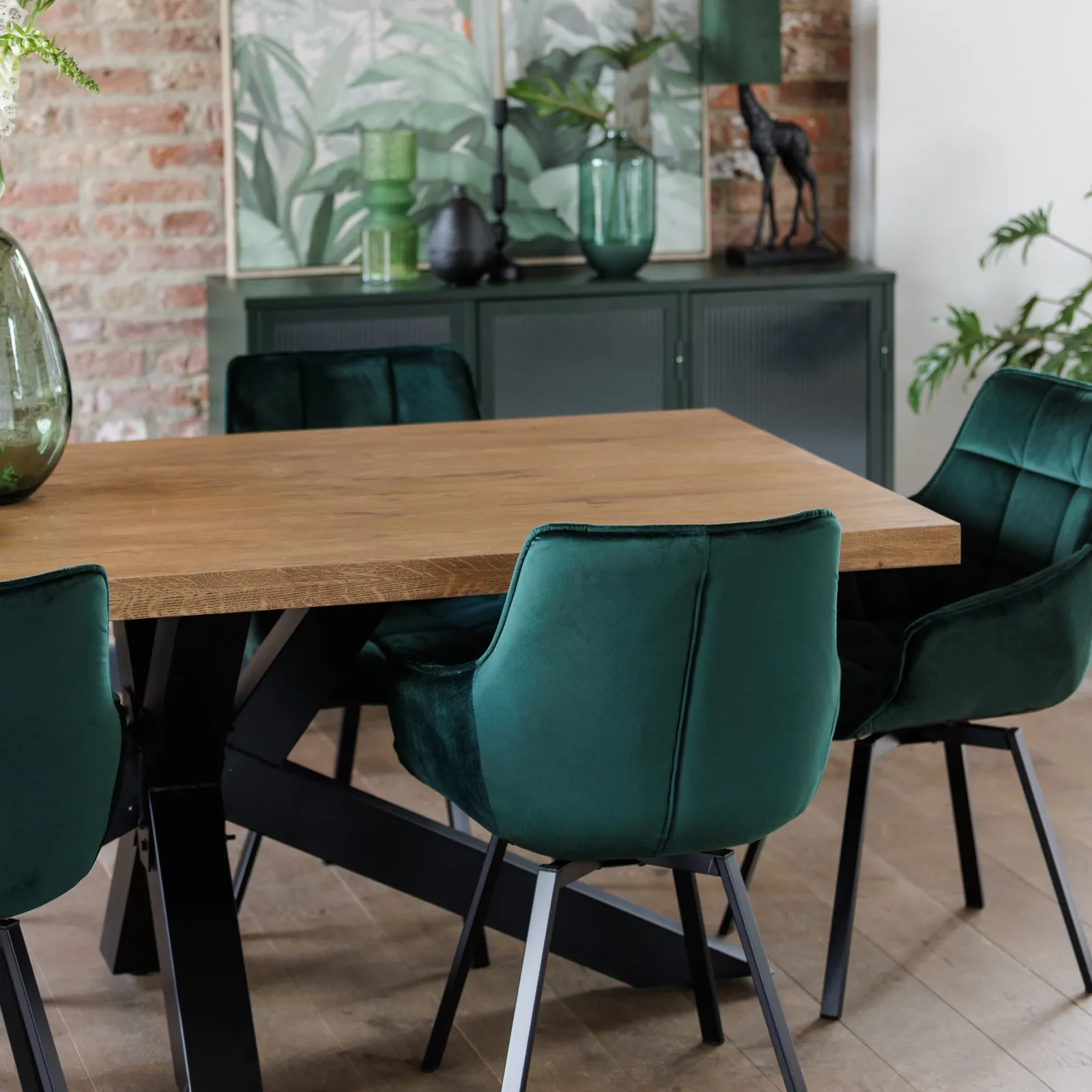 Jasper Leisure Swivel Dining Chair, Green Velvet | Barker & Stonehouse 3