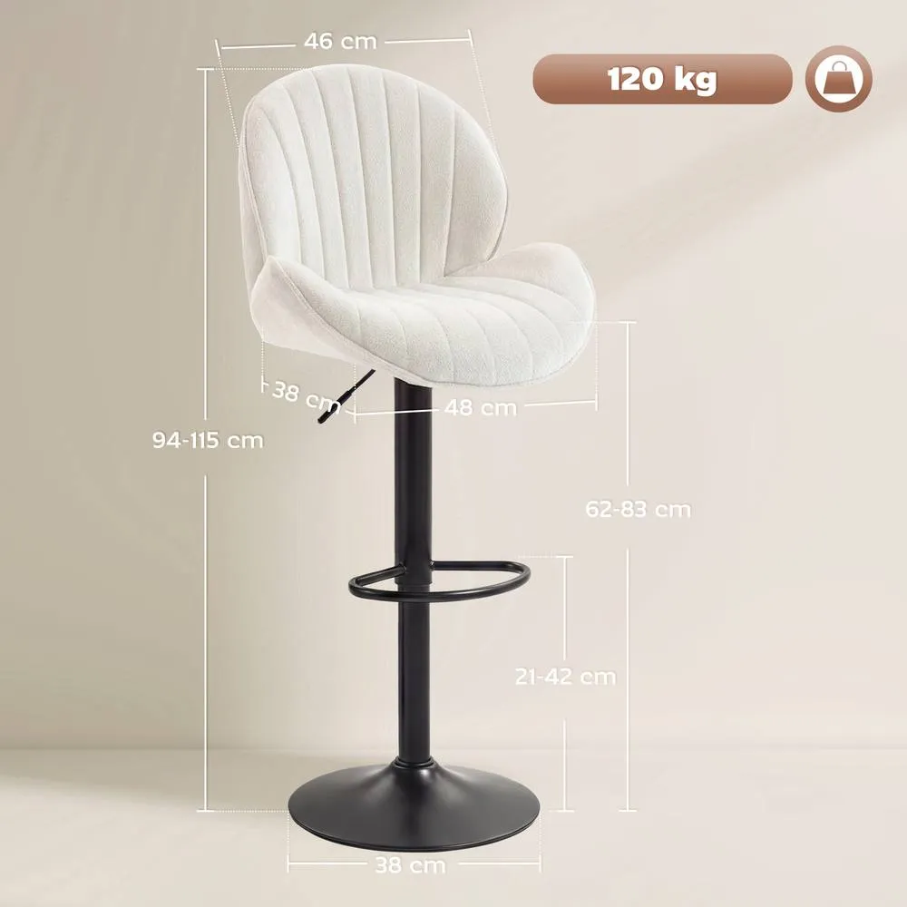 HOMCOM Modern Bar Stools Set of 2, Swivel Counter Height Barstools in Cream 3