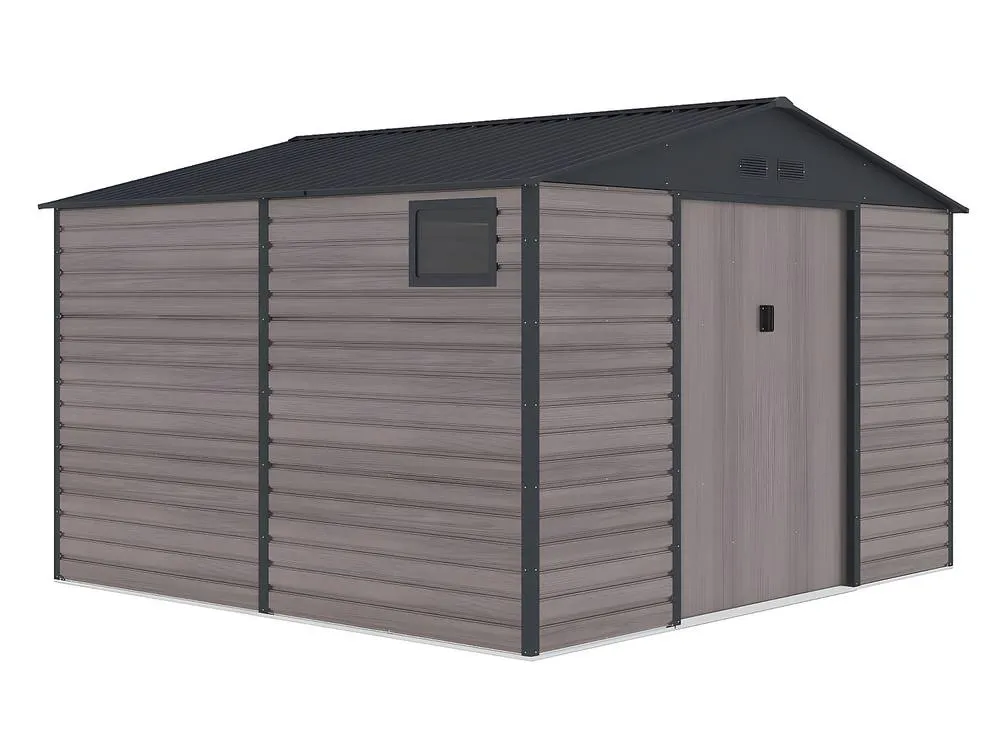 Vente-unique Galvanised Steel Garden Shed - Grey Wood Effect - 10.98 M² - ADELMO 6