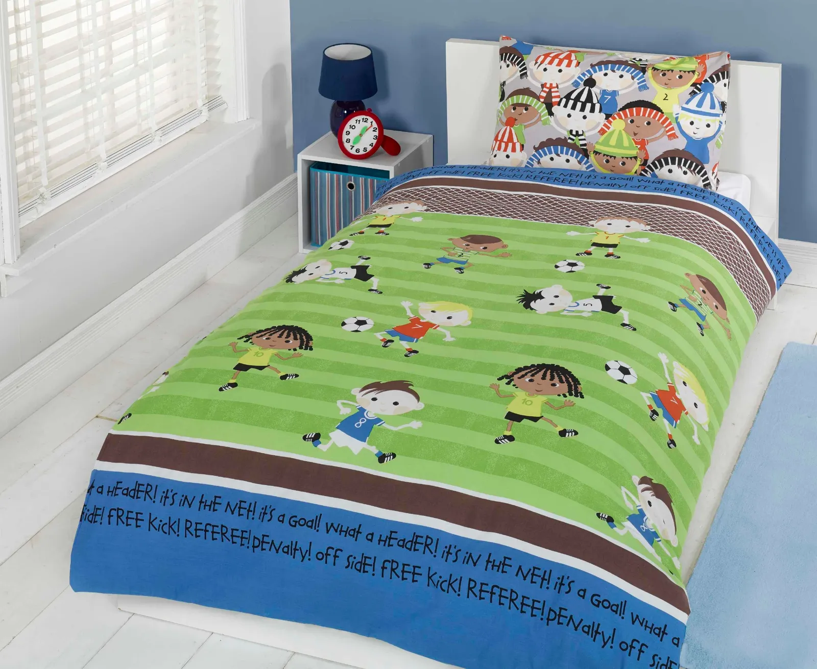 Rapport Home Football Friends Duvet Cover Set with Pillowcase in Green