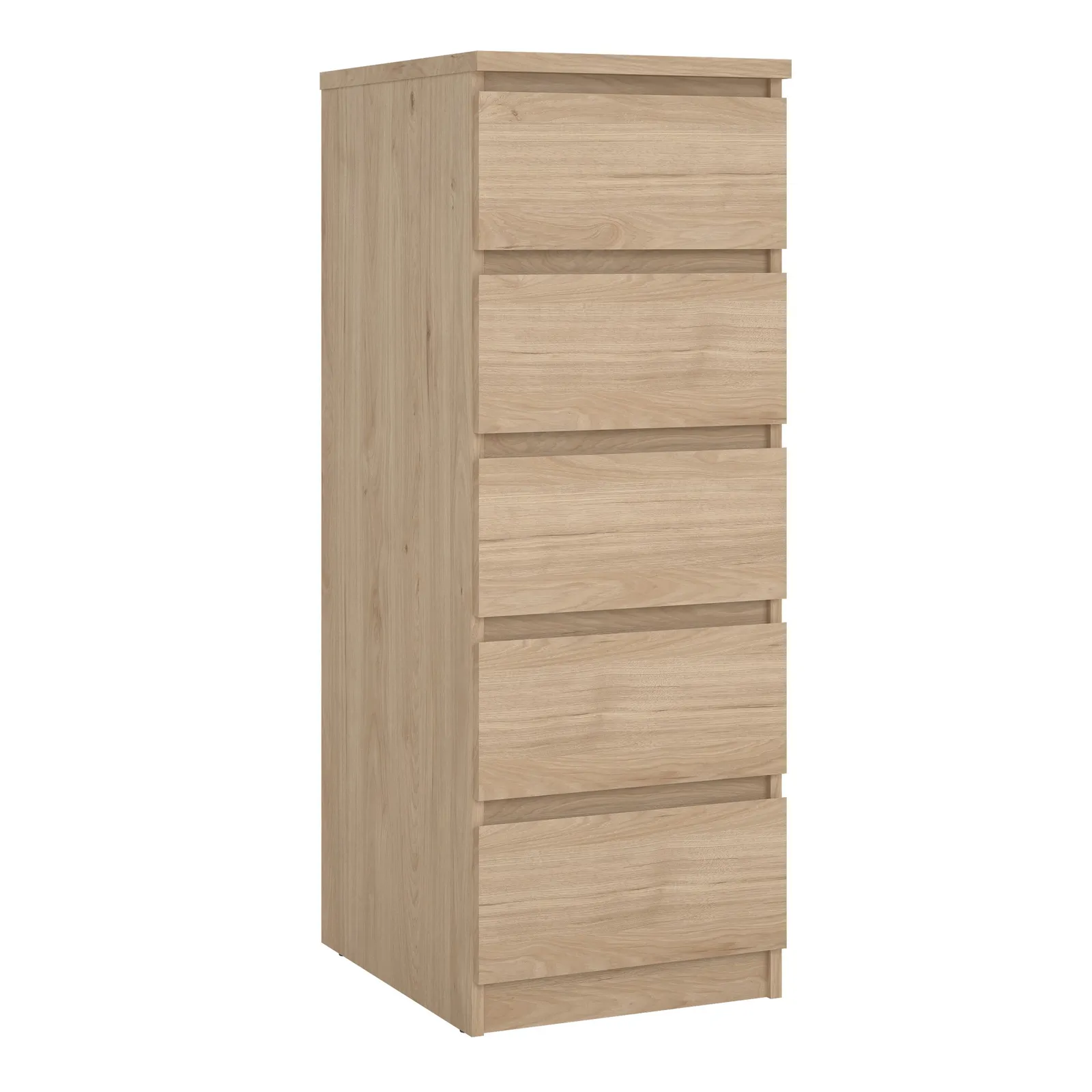 Furniture To Go Naia Narrow Chest of 5 Drawers in Light Oak